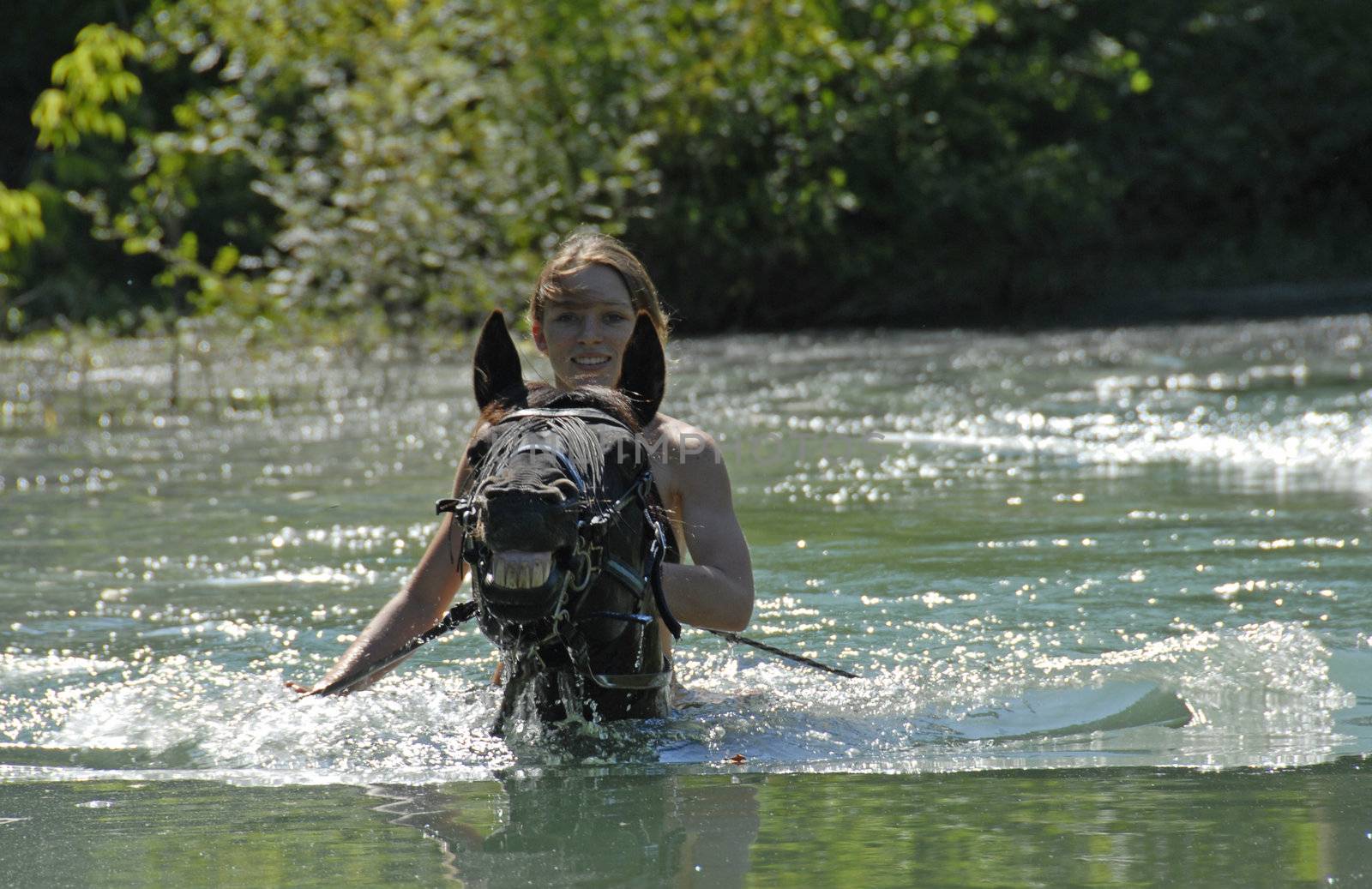 teen and stallion in river by cynoclub