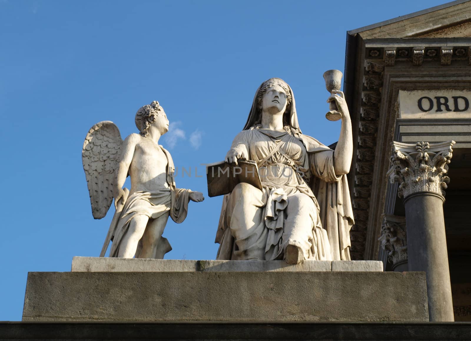 Statues at La Gran Madre church in Turin, Italy