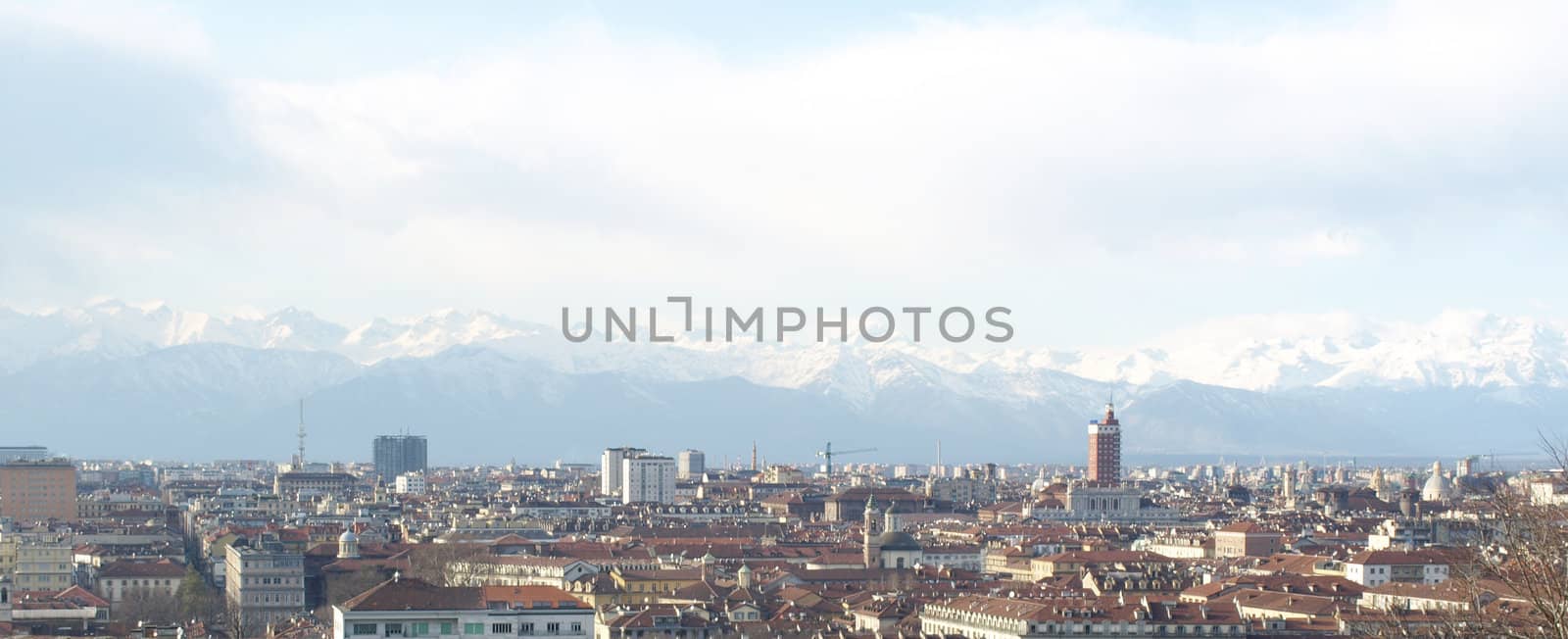 Turin panorama seen from the hill nearby