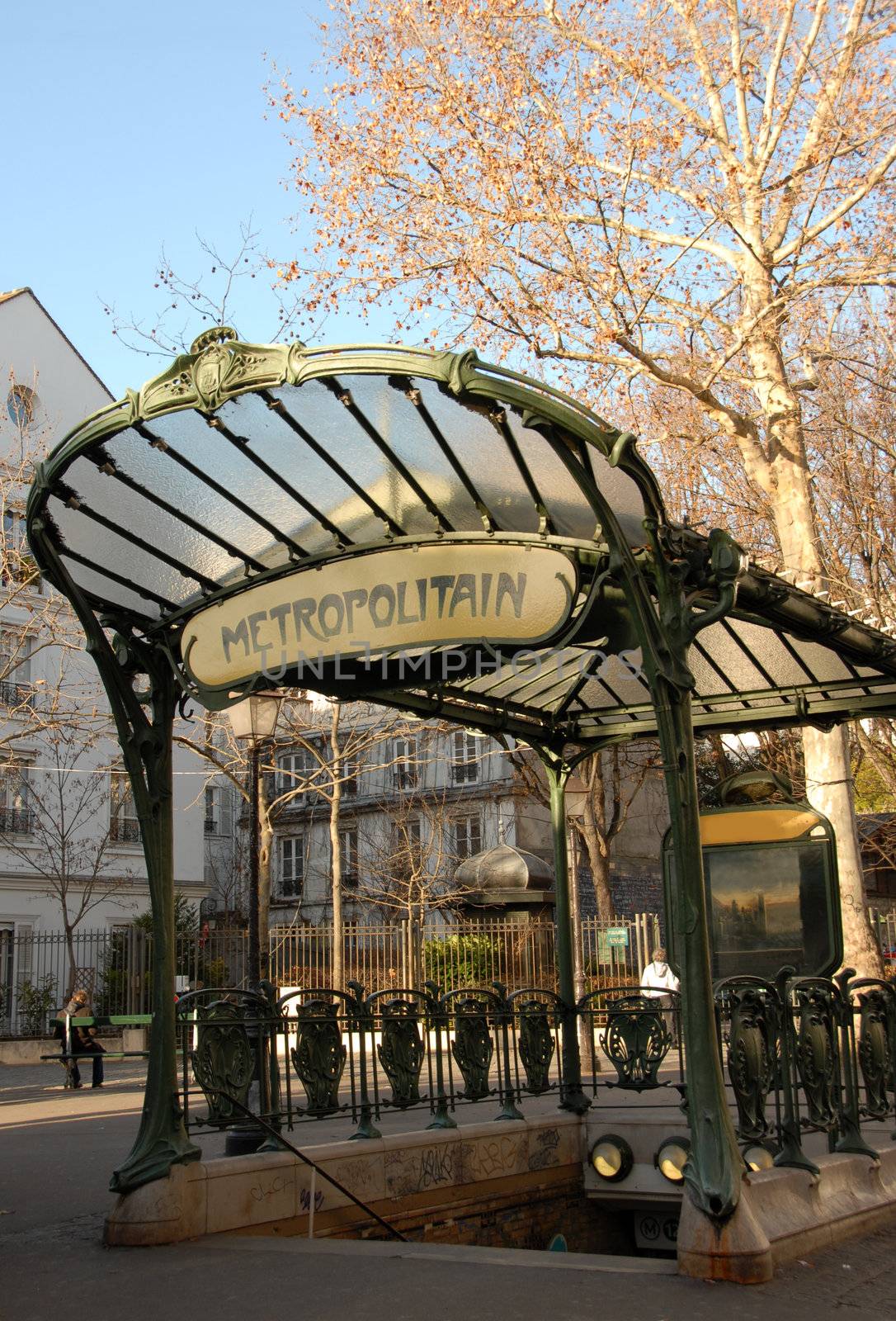 A Metro transportation entrance in paris, France, near Montmartre