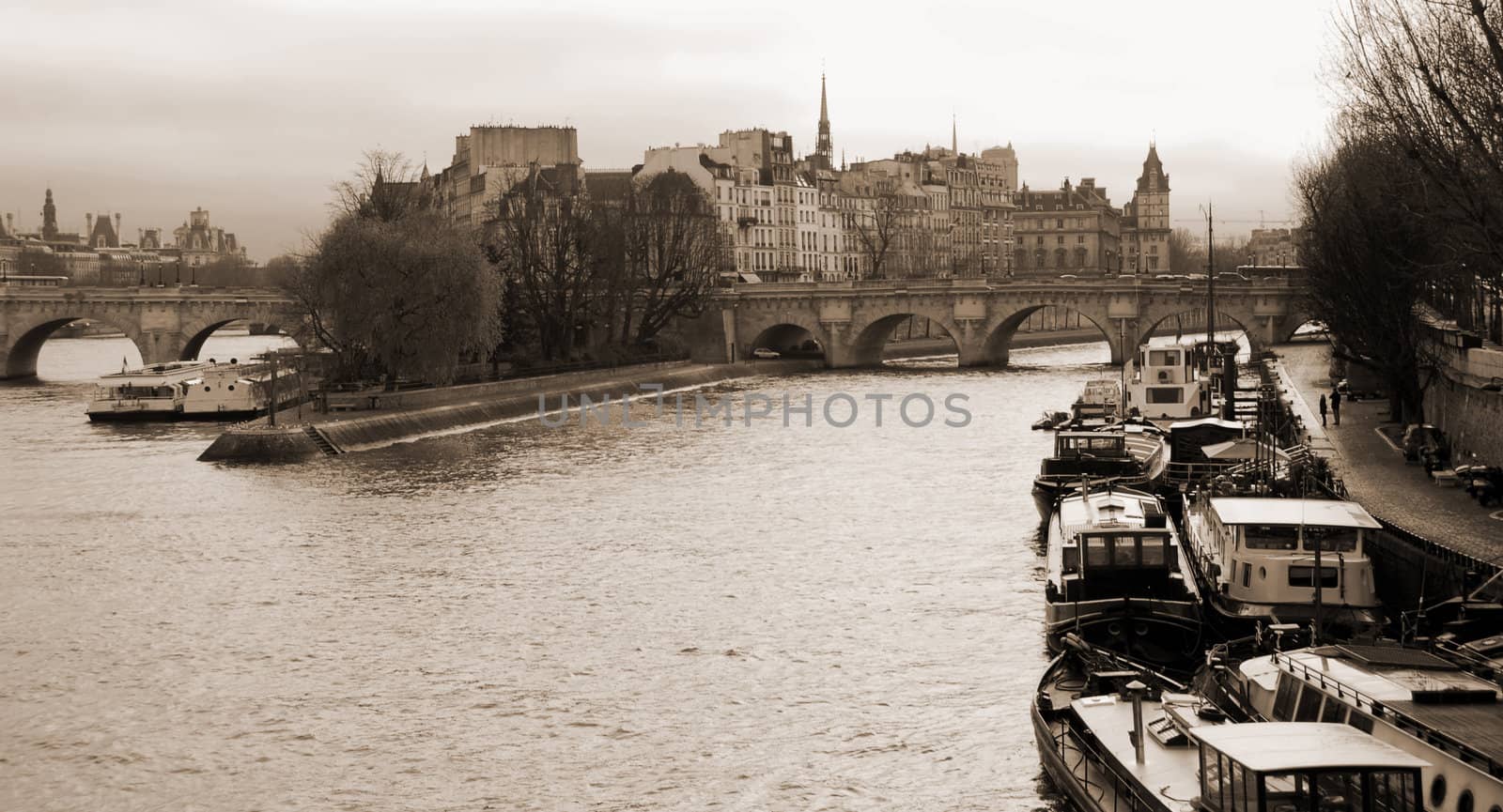 the Seine river and "ile de la Cit�" of Paris in france