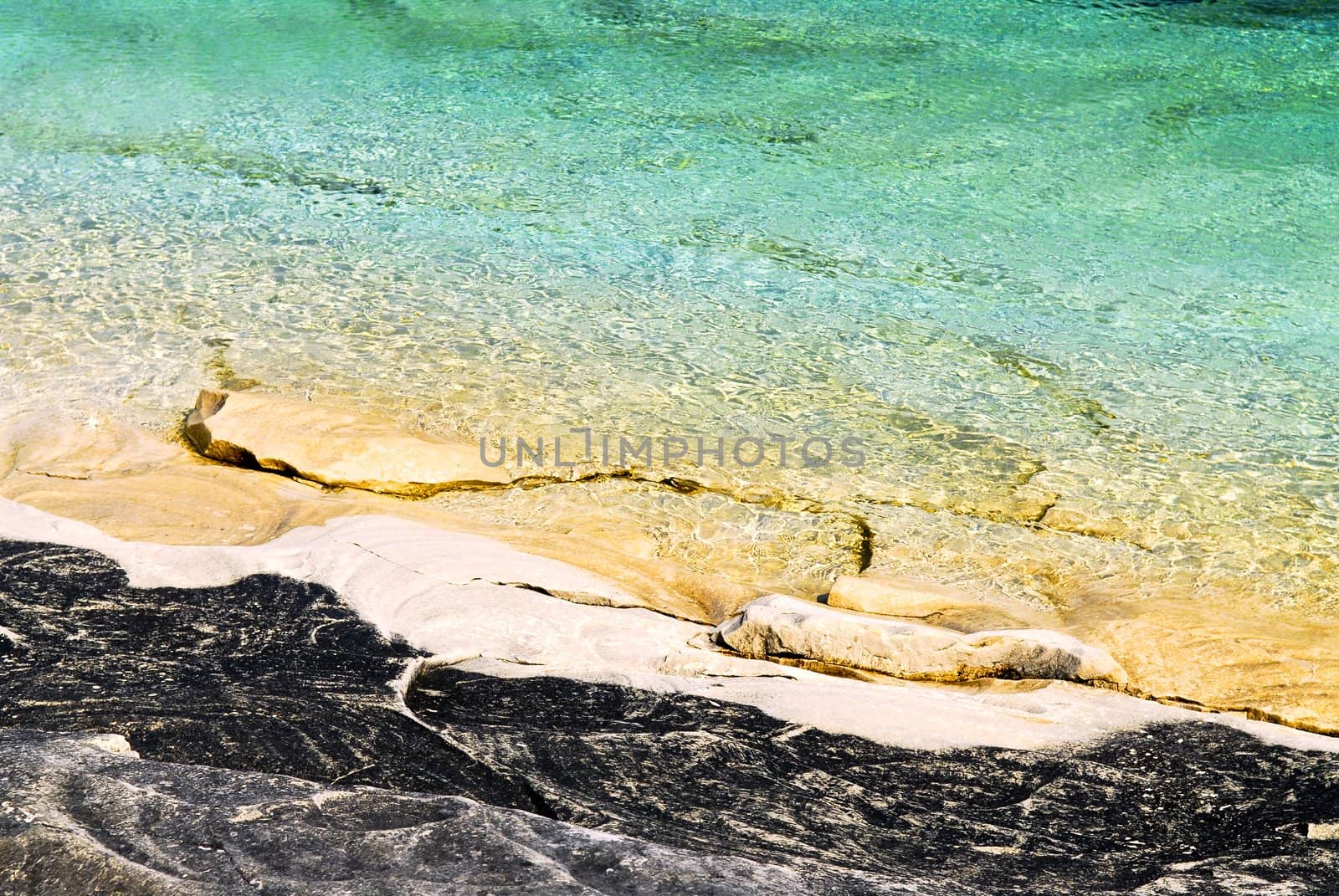 Rock and clear water at shore of Georgian Bay Ontario