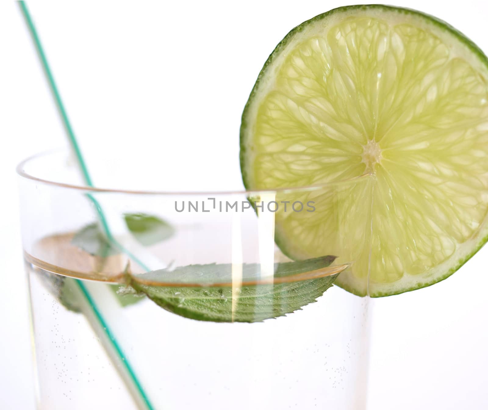 Cocktail mixed alcoholic drink with lime and peppermint