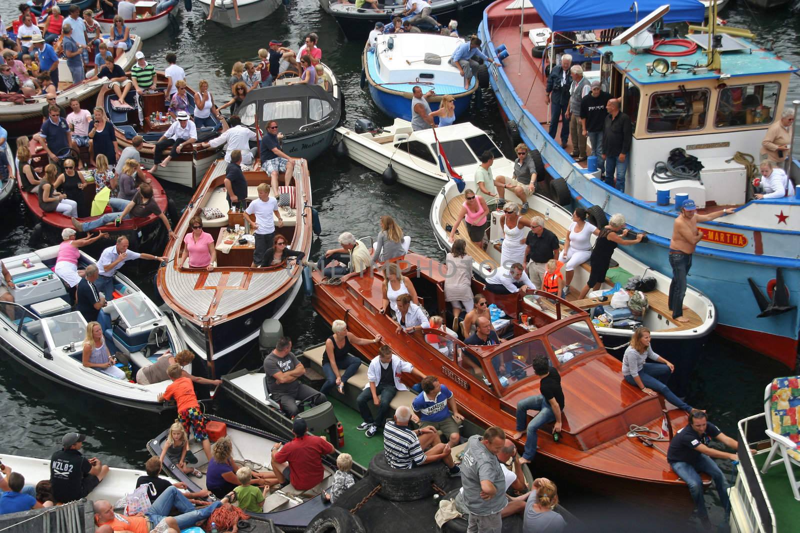 AMSTERDAM, AUGUST 19, 2010: Parade of boats at Sail 2010 in Amsterdam, Holland on august 19, 2010