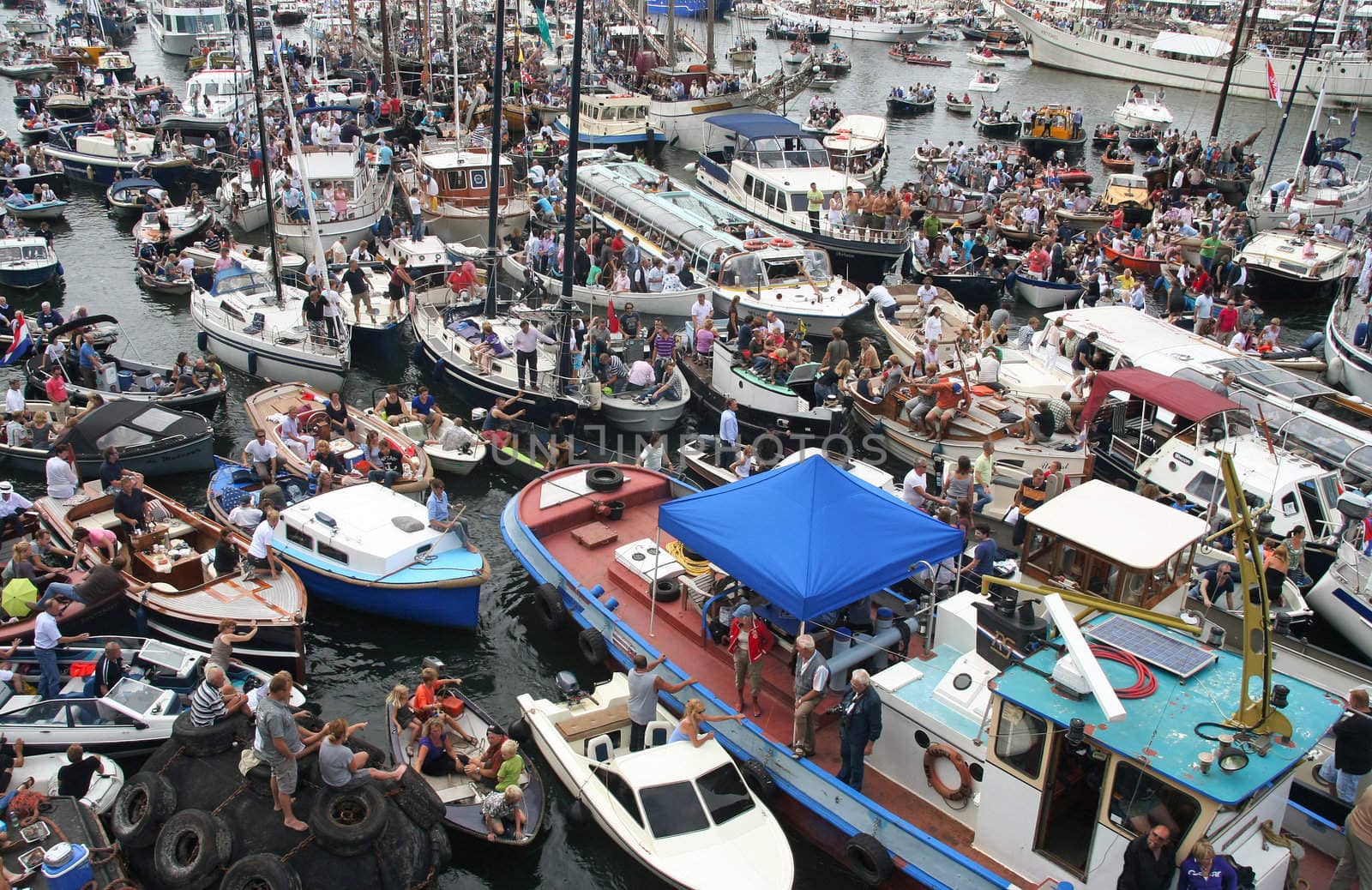 AMSTERDAM, AUGUST 19, 2010: Parade of boats at Sail 2010 in Amsterdam, Holland on august 19, 2010