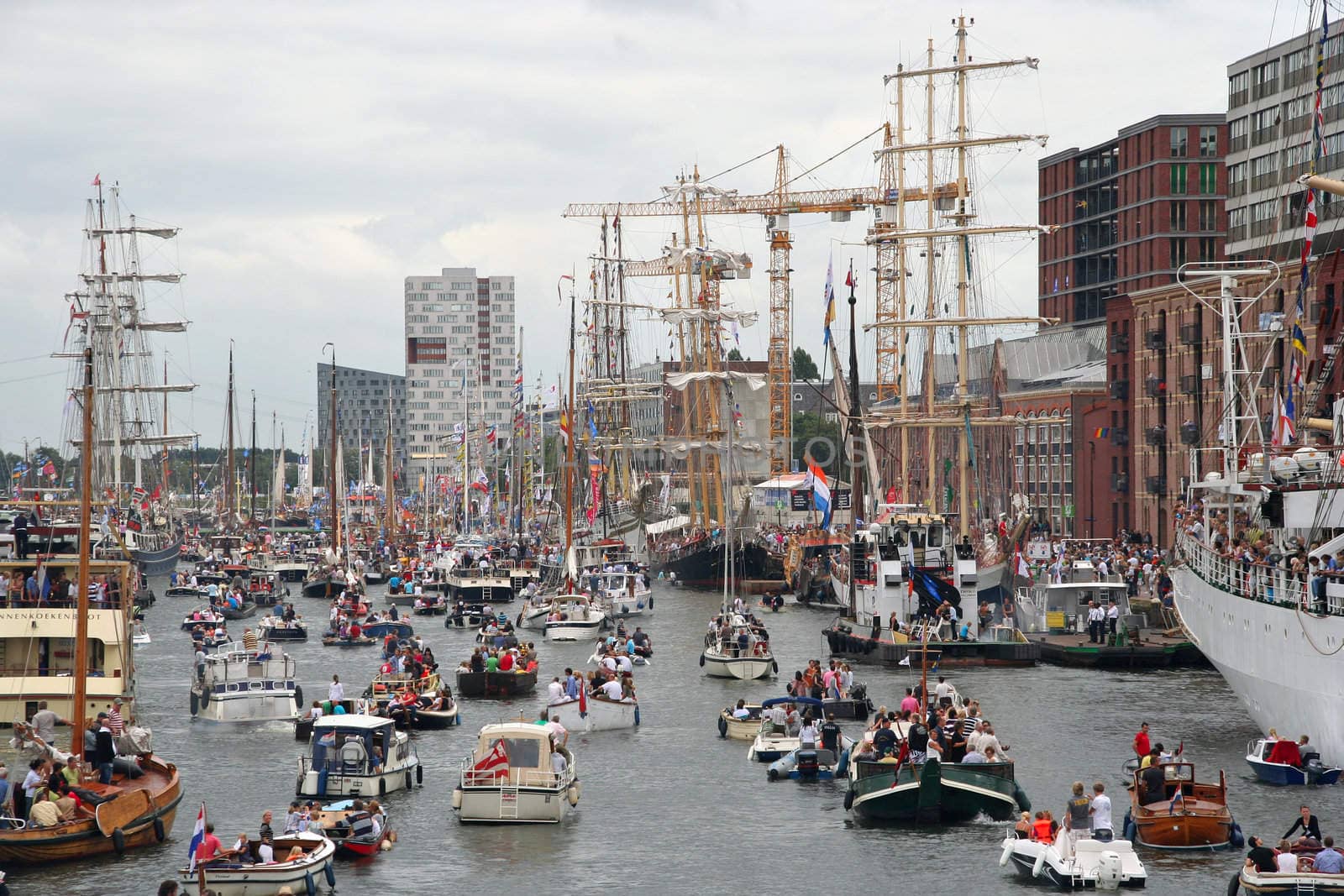 AMSTERDAM, AUGUST 19, 2010: Parade of boats at Sail 2010 in Amsterdam, Holland on august 19, 2010