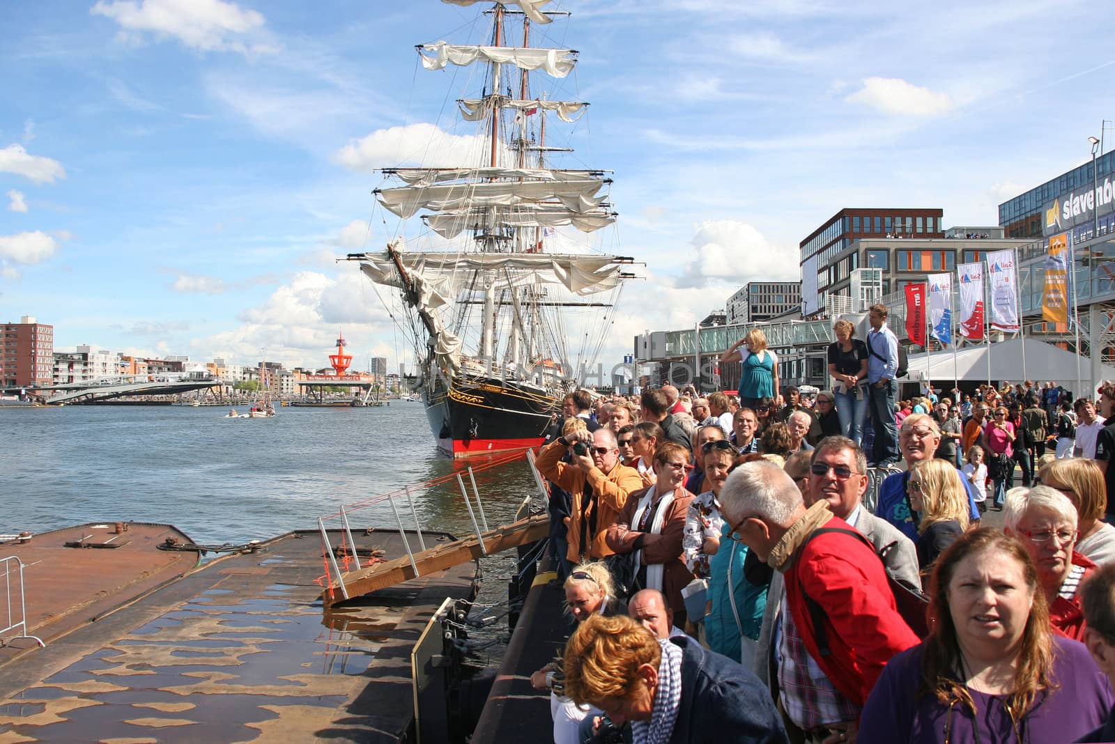 AMSTERDAM, AUGUST 19, 2010: Tall ship 'Stad Amsterdam' at Sail 2010 in Amsterdam, Holland on august 19, 2010