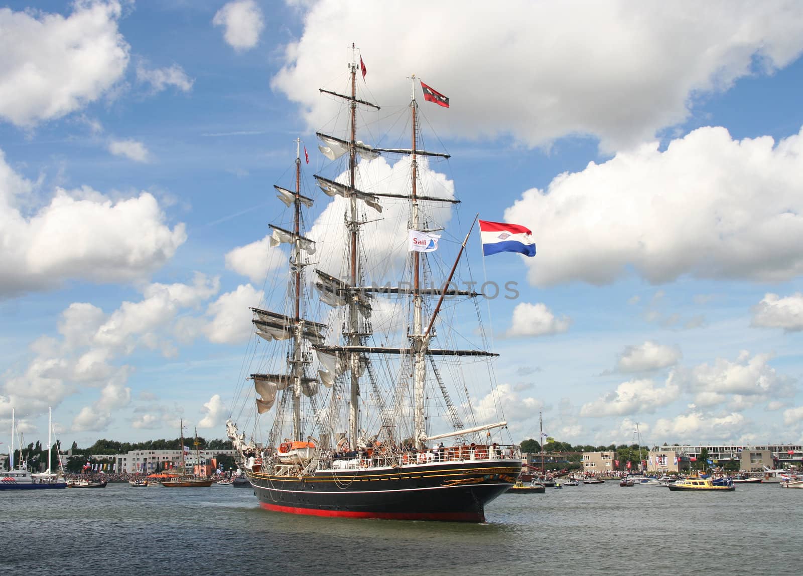 AMSTERDAM, AUGUST 19, 2010: Tall ship 'Stad Amsterdam' at Sail 2010 in Amsterdam, Holland on august 19, 2010