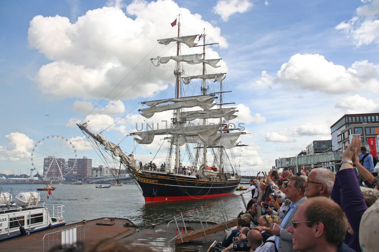 AMSTERDAM, AUGUST 19, 2010: Tall ship 'Stad Amsterdam' at Sail 2010 in Amsterdam, Holland on august 19, 2010