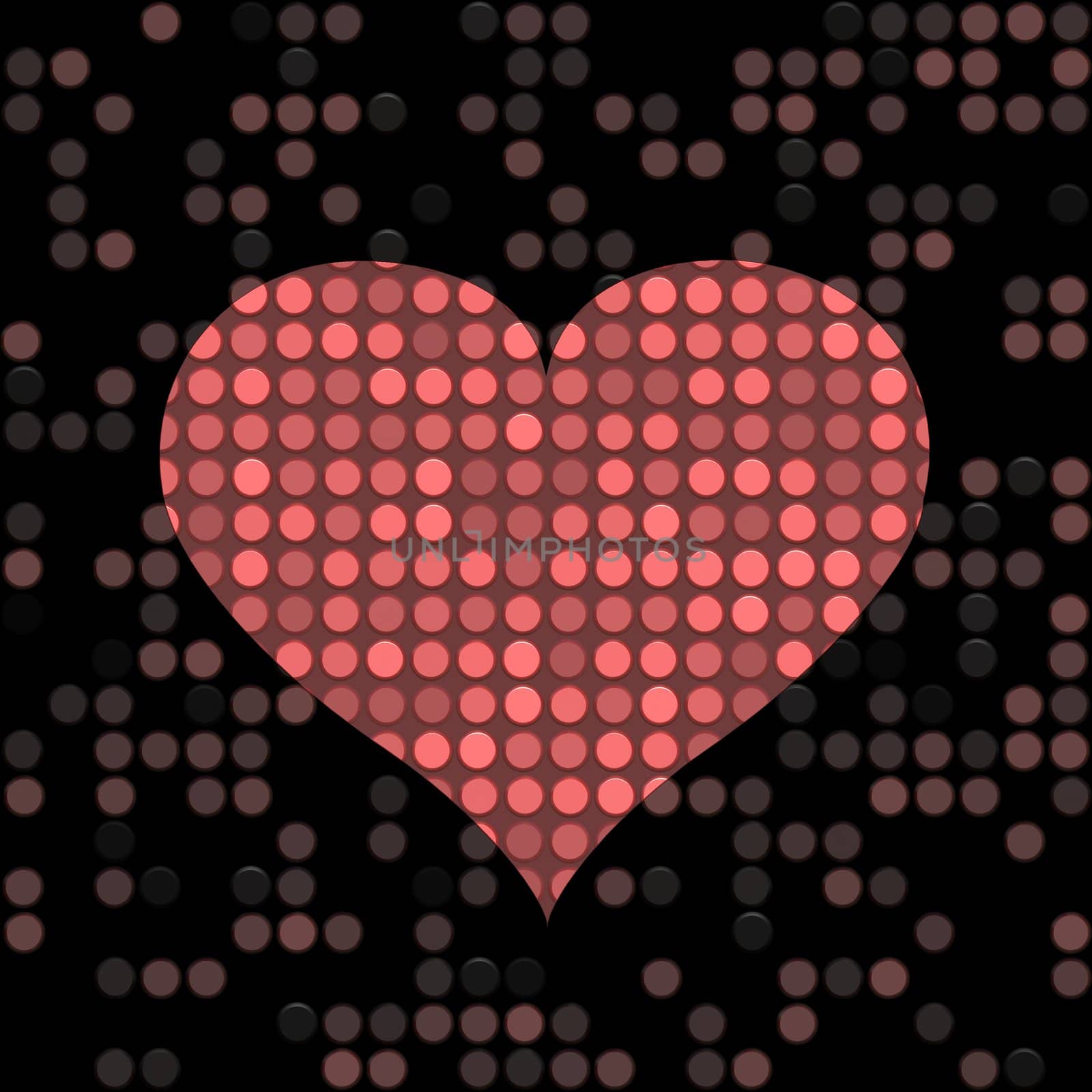 speckled red heart shape on a dark background 