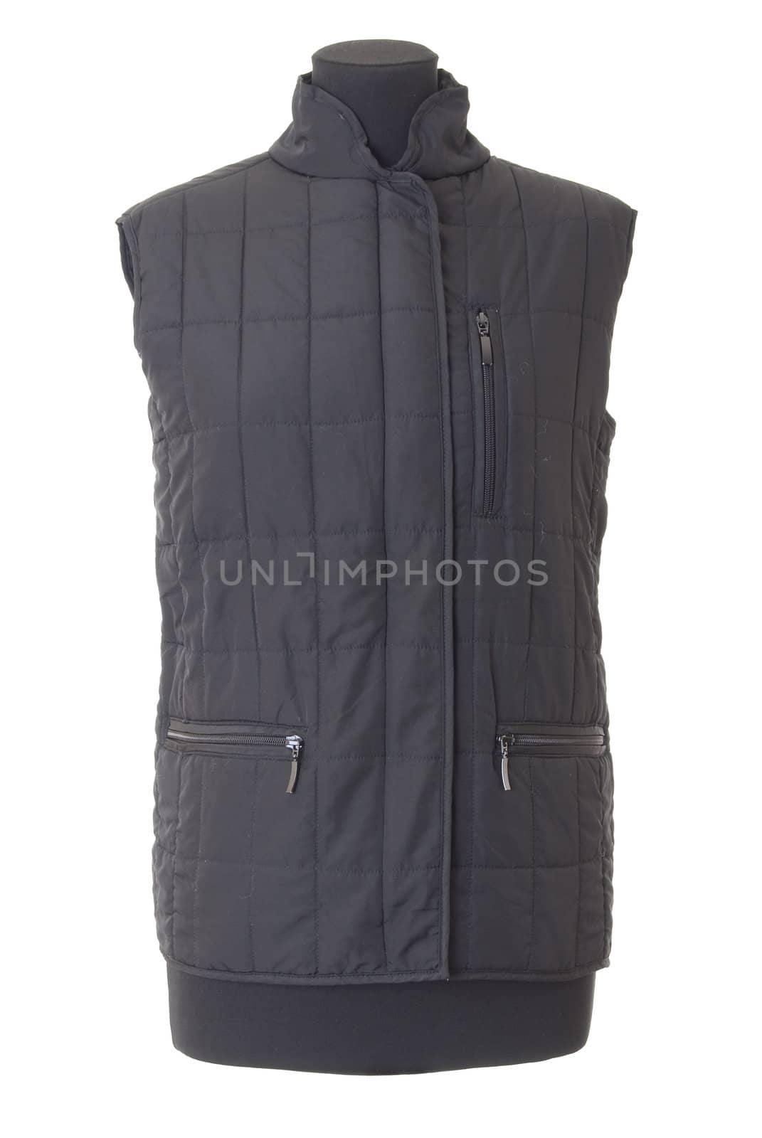 Mannequin torso with female winter jacket. Isolated on white background