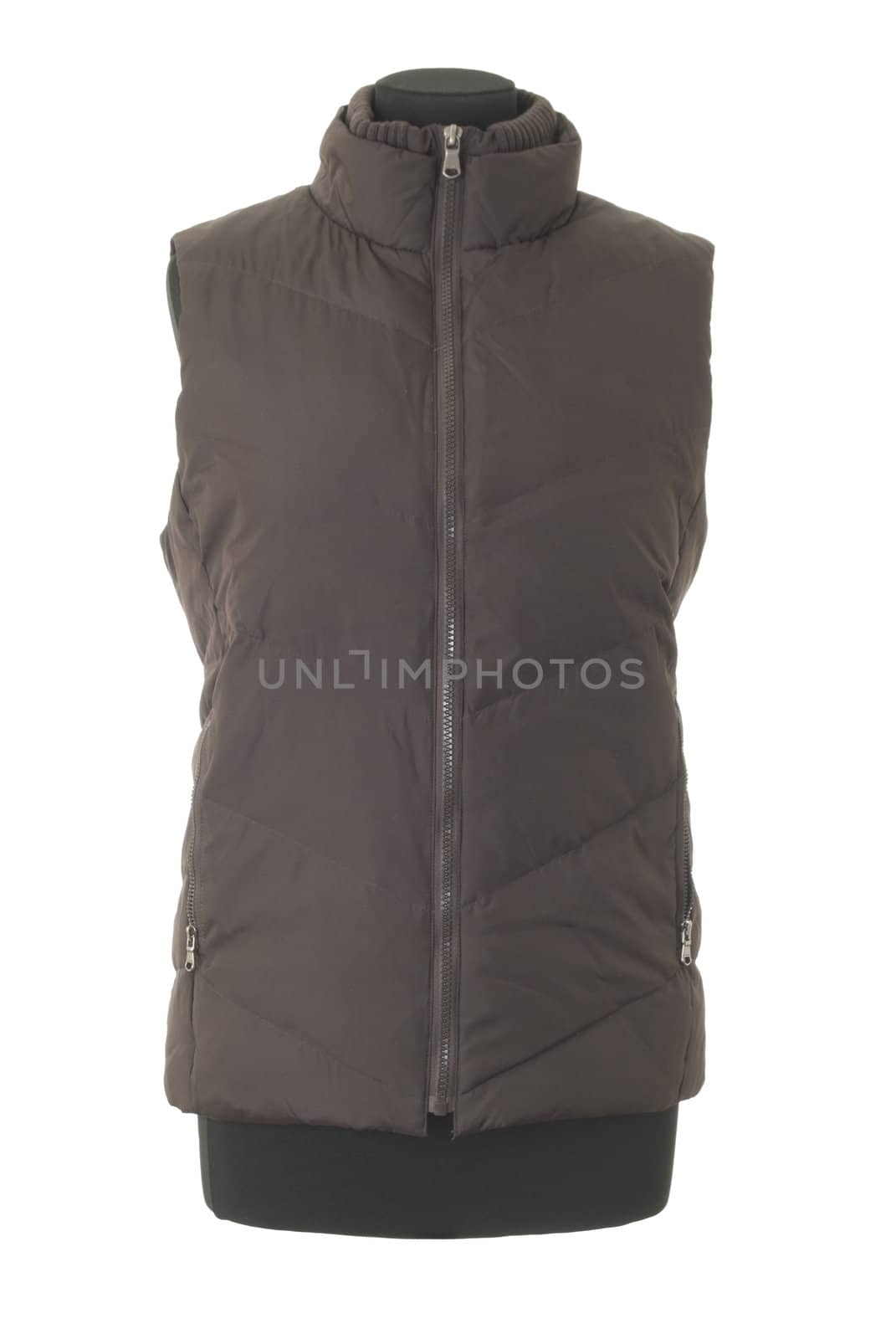 Mannequin torso with female winter jacket. Isolated on white background