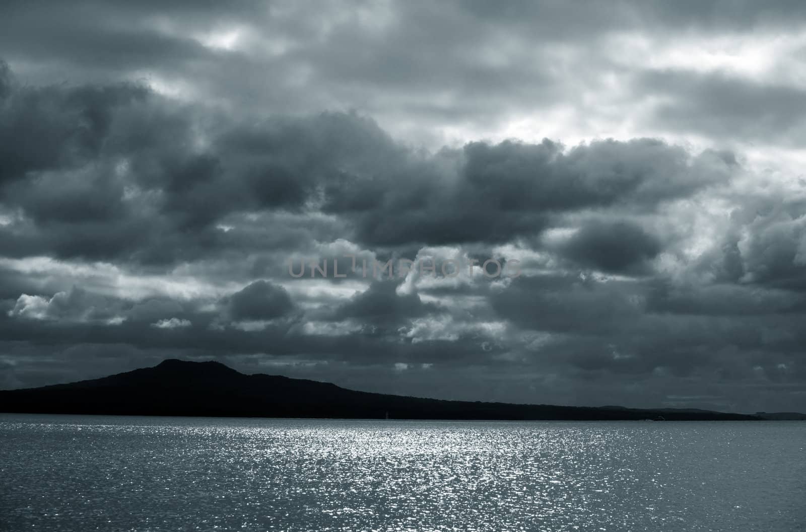 The sky above ocean before storm. New Zealand