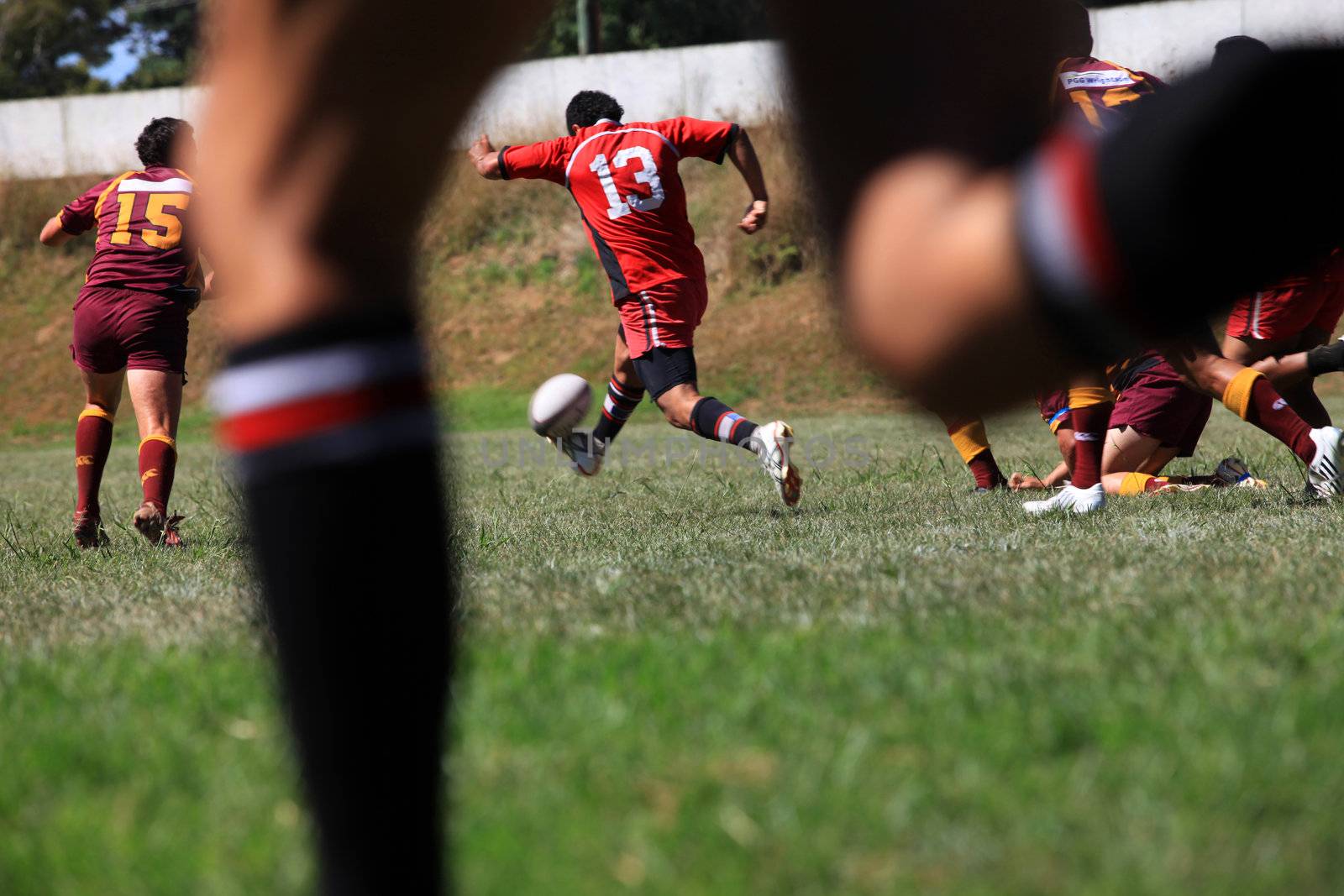 Men playing rugby union sport. New Zealand club Rugby