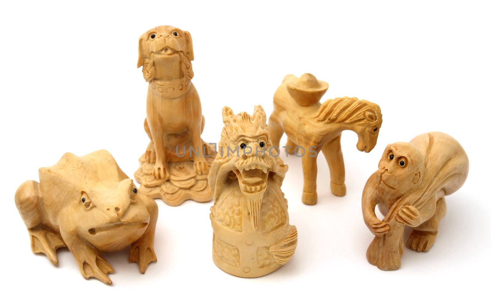 Set of the wooden statuettes by Bedolaga