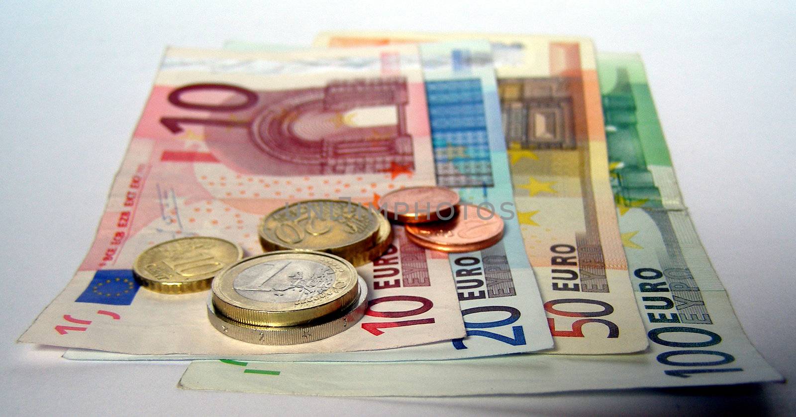 Euro banknotes and coins