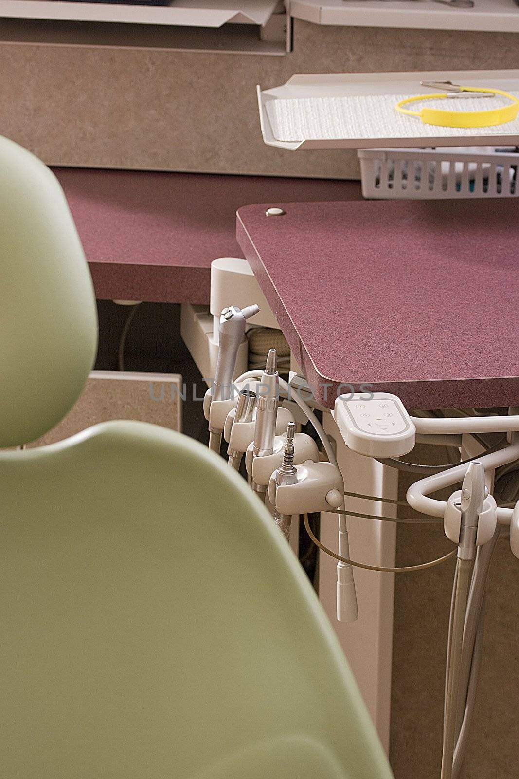 Dental counter and equipment in a dental clinic.