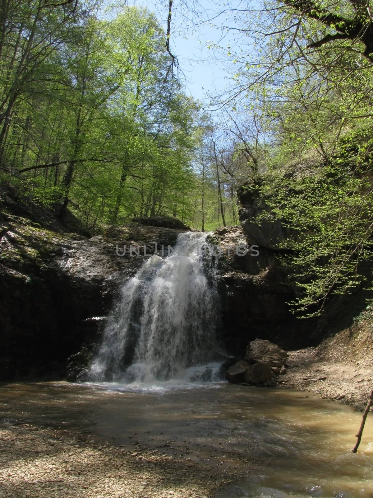 Falls; the river; a stream; water; a moisture; beauty; Caucasus