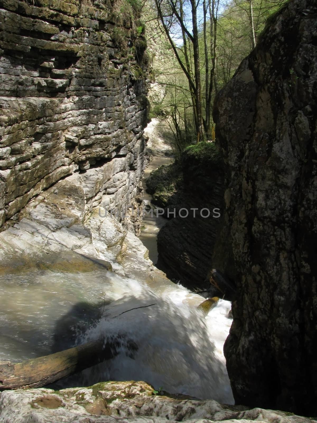 Falls; the river; a stream; water; a moisture; beauty; Caucasus