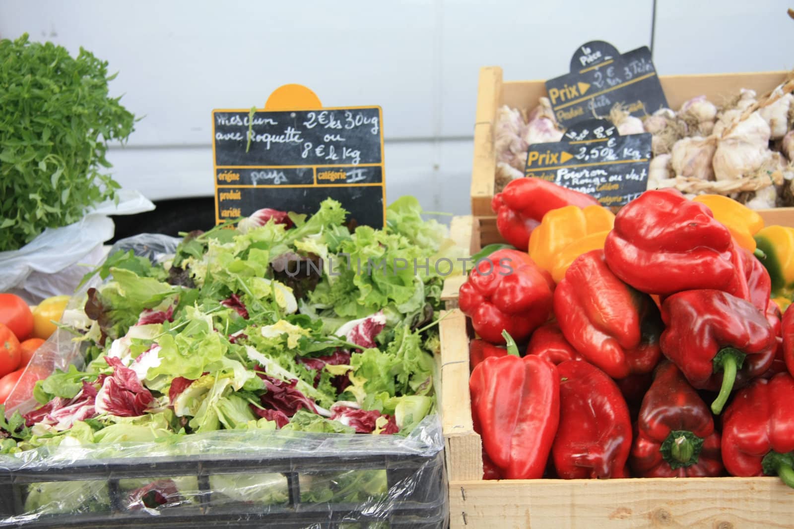 different sorts of vegetables on a local market in Bedoin, France