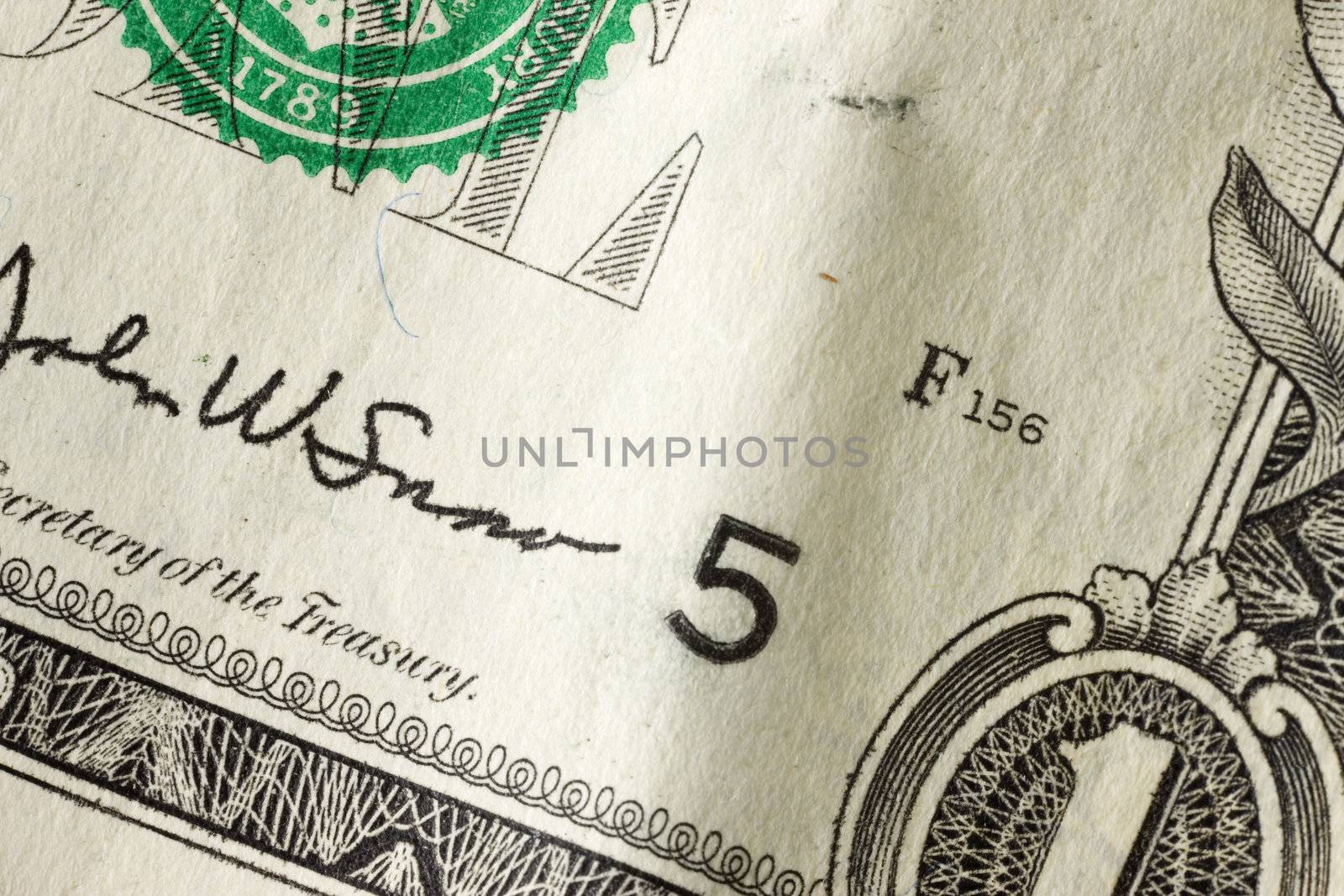 A macro of a one dollar