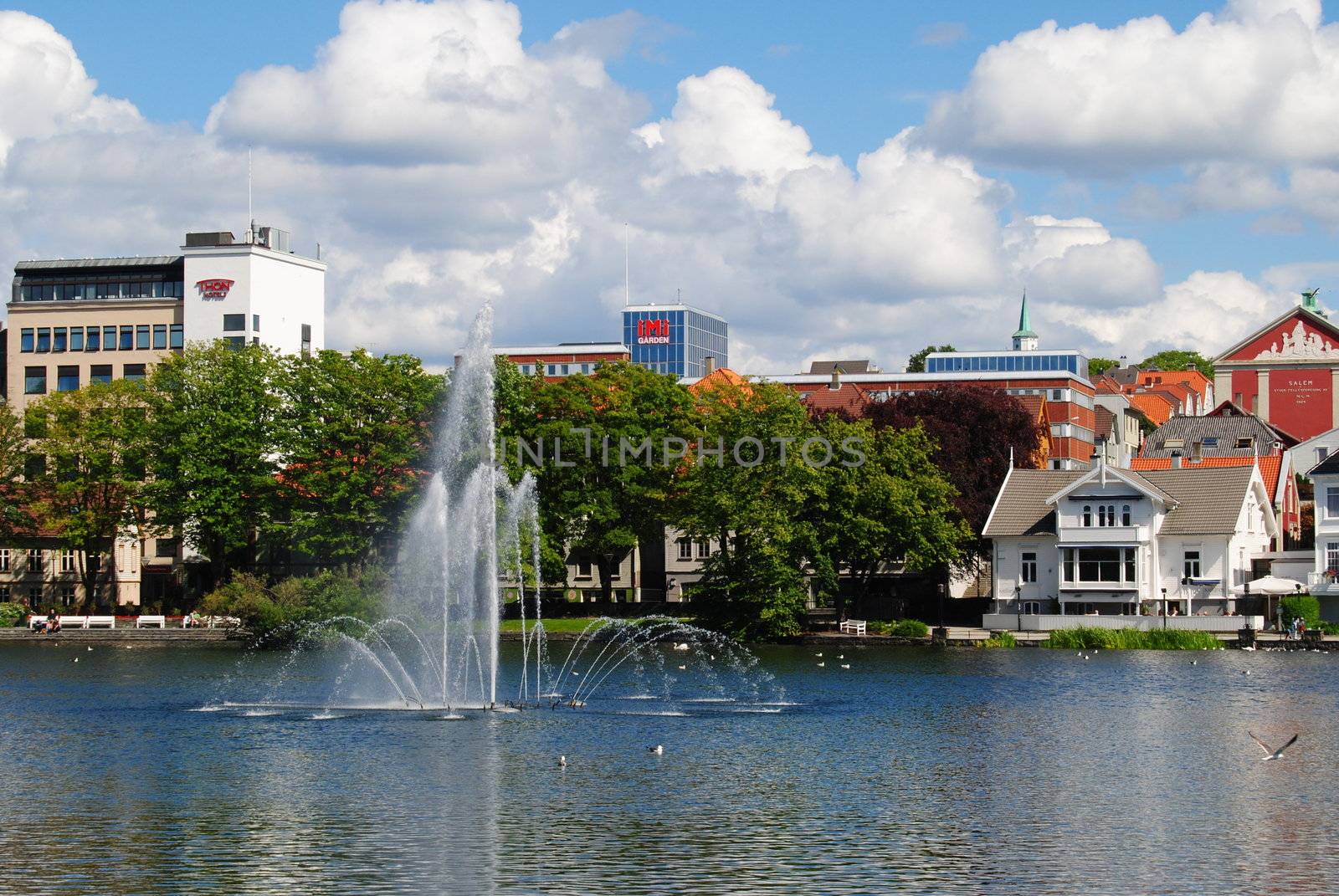 Water with fountain Stavanger Norway