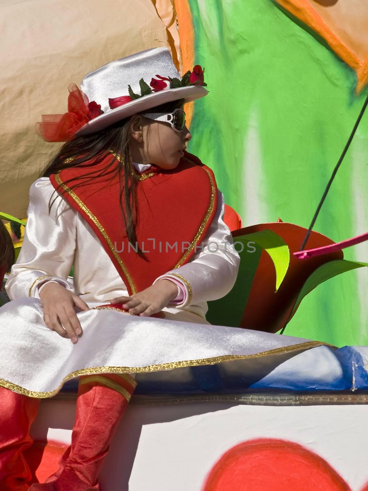 VALLETTA, MALTA - Feb 21st 2009 - Young girl having fun at the International Carnival of Malta 2009