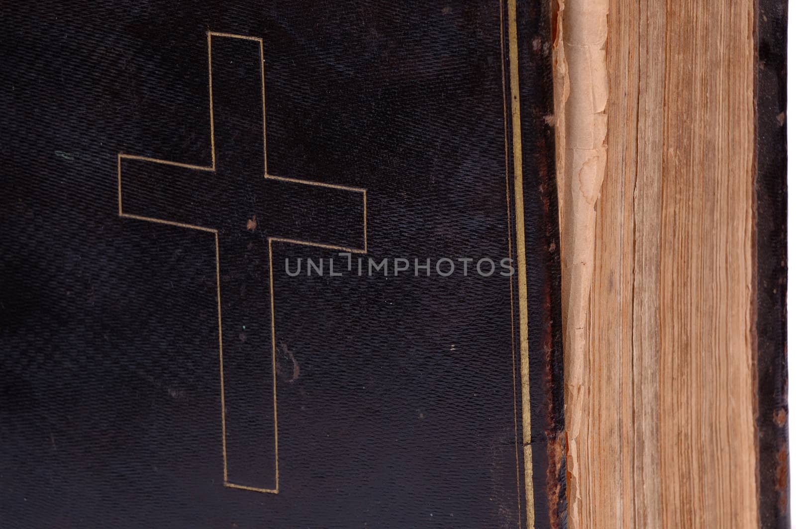 Old bible, over 100 years old, taken on clean white background.