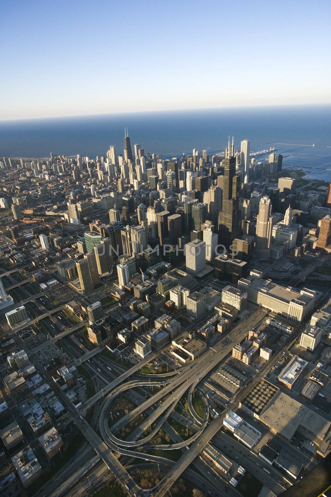 Aerial view of Chicago, Illinois.