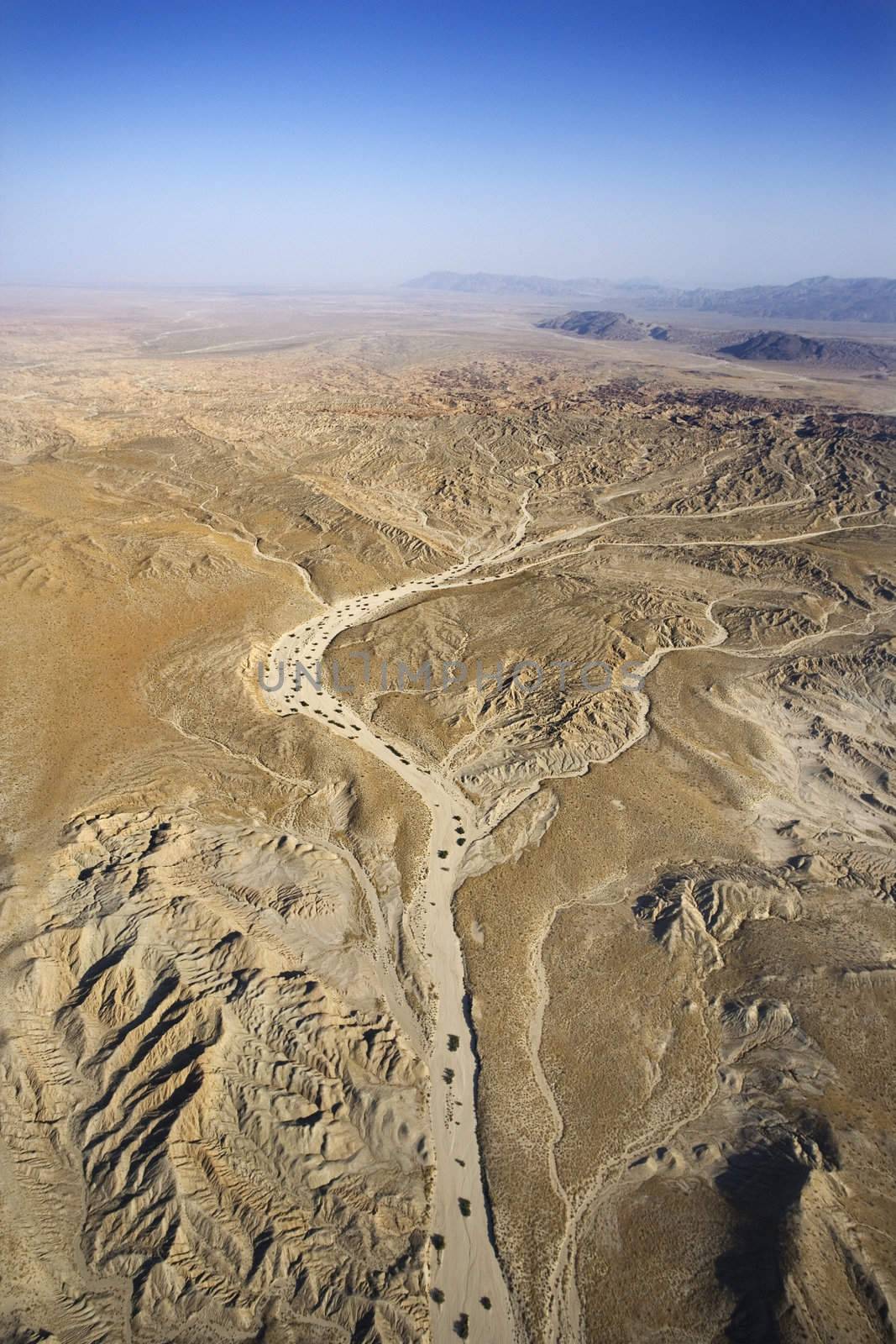 Aerial view of desert landscape.