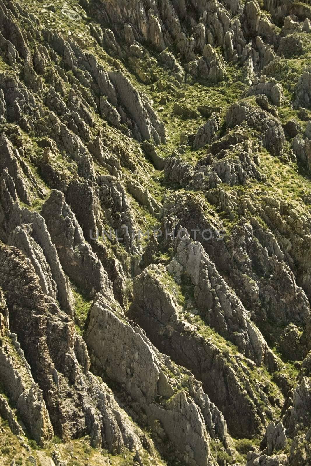 Aerial of rocky landscape in Arizona, USA.