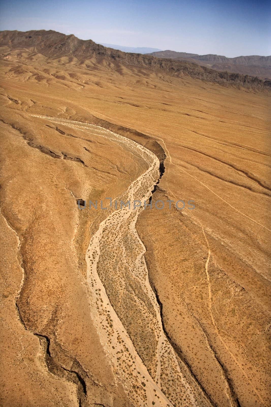 Aerial of desert landscape in Arizona, USA.