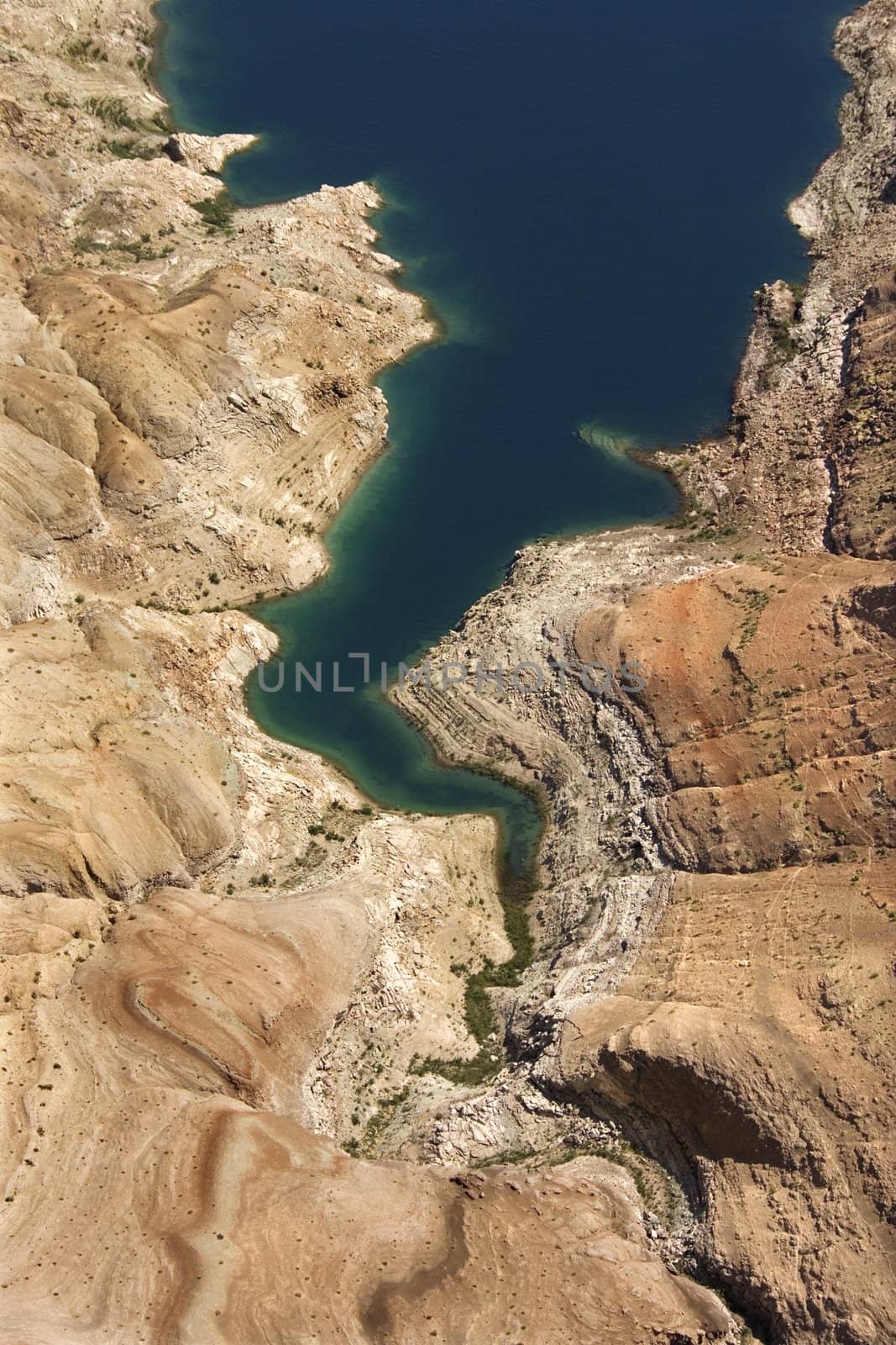 Aerial of Lake Mead shoreline in Nevada, USA.