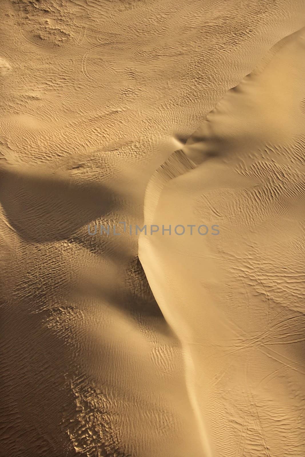 Aerial of sand dunes in Vermillion Canyon, California, USA.