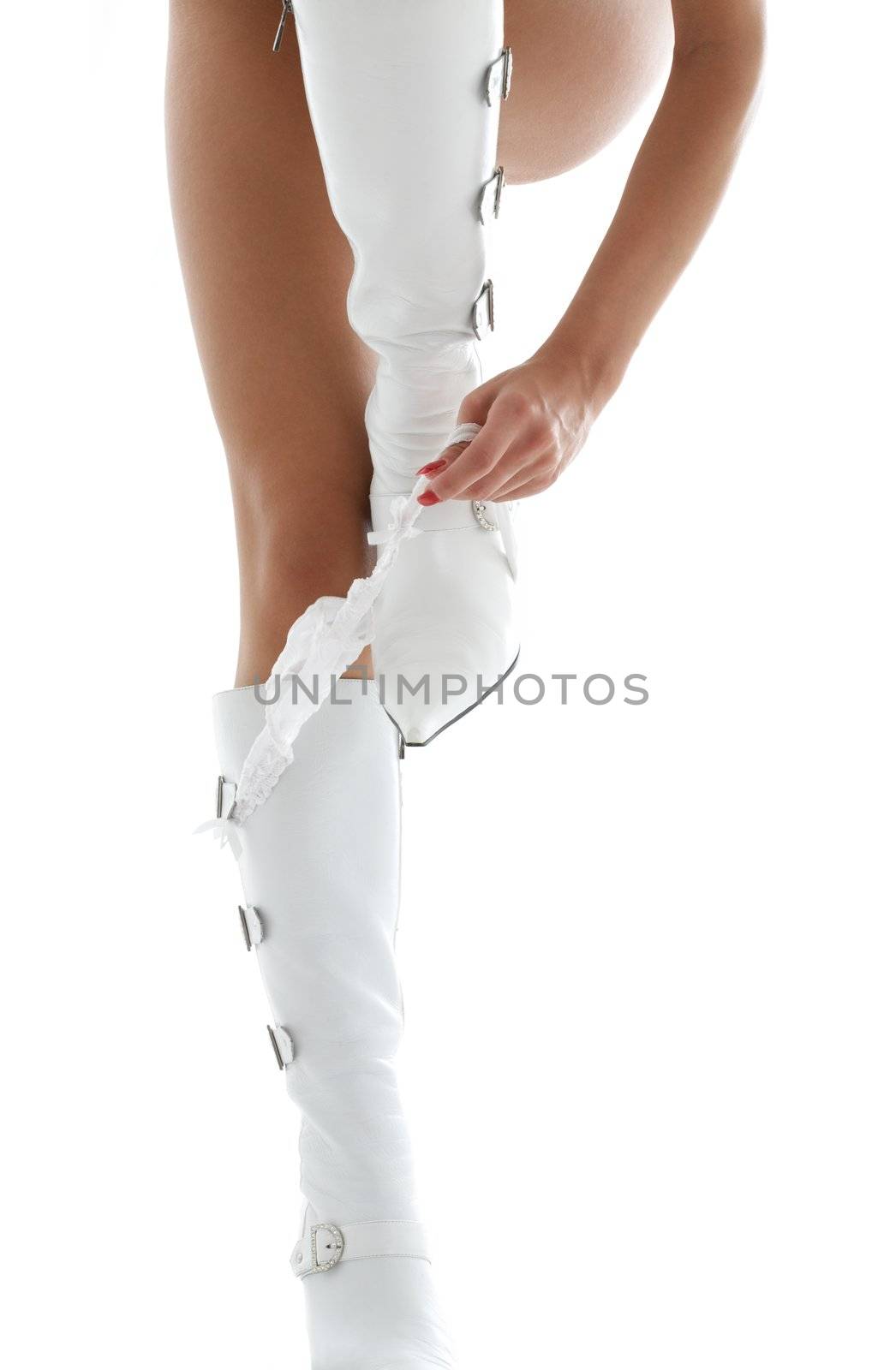 white leather boots and panties by dolgachov