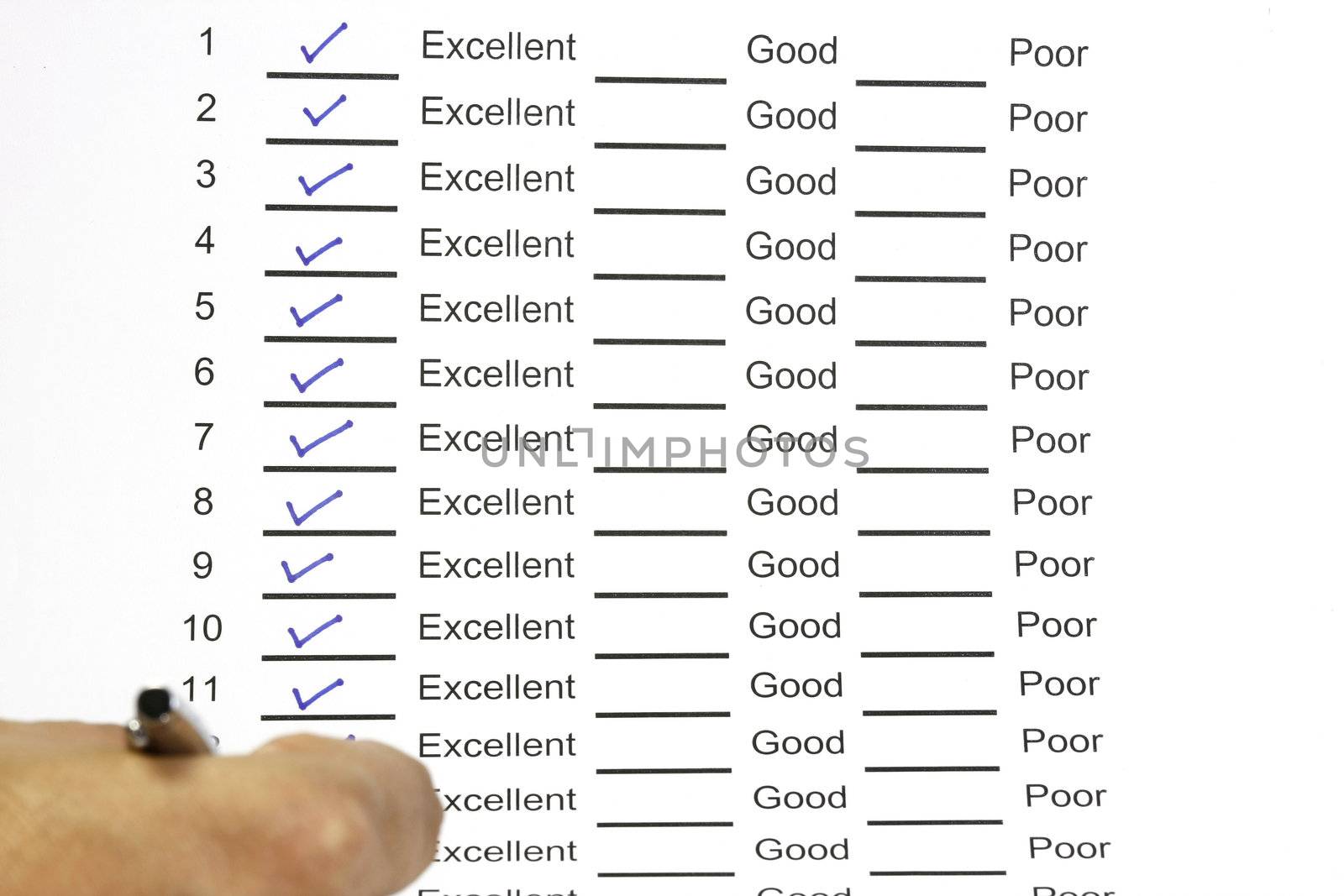 Excellent good and poor answer sheet concept