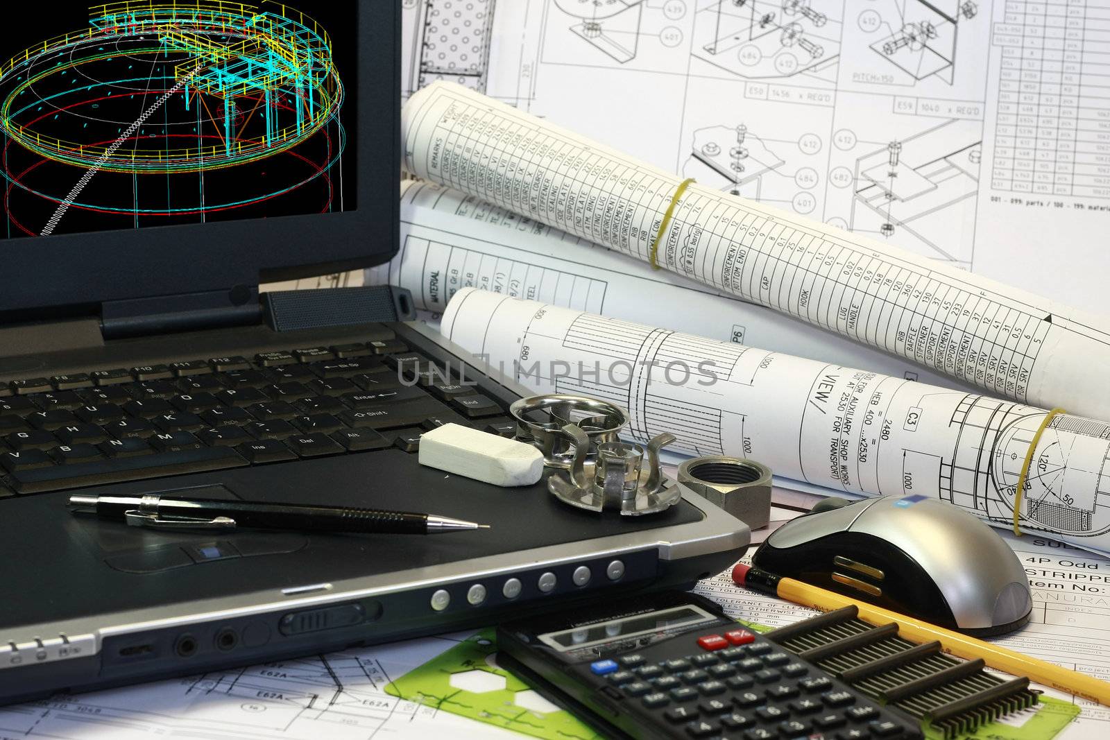 Drafting of Storage Tank concept. Note display in the monitor is my original.