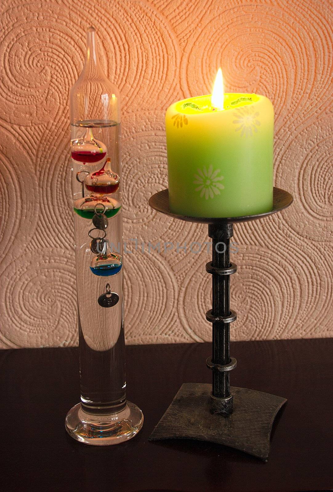 candle and thermometer