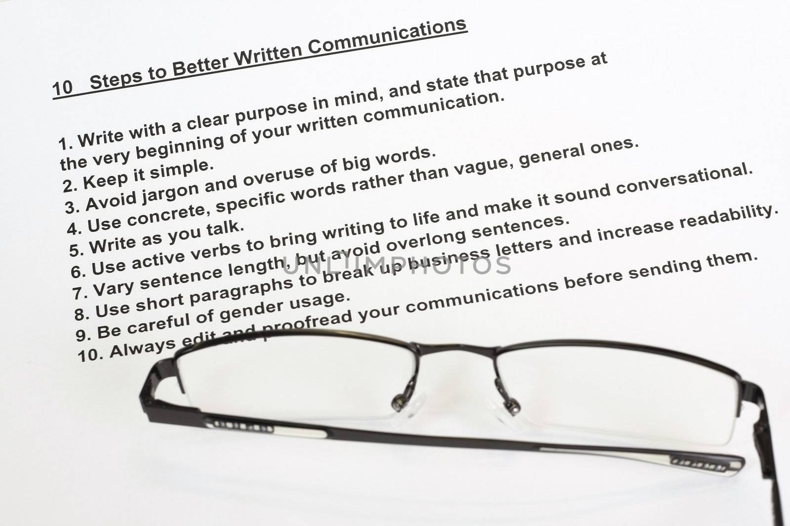 Ten steps to better written communications concept