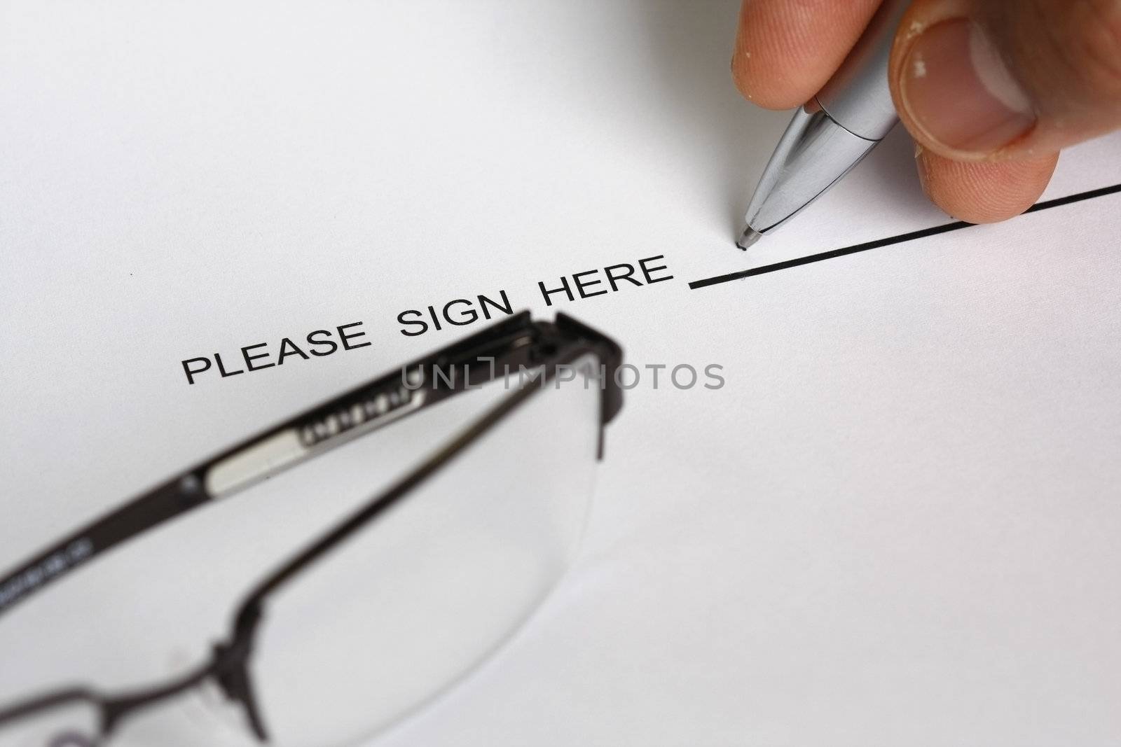 Sign here concept - many uses for documents and legal matters.