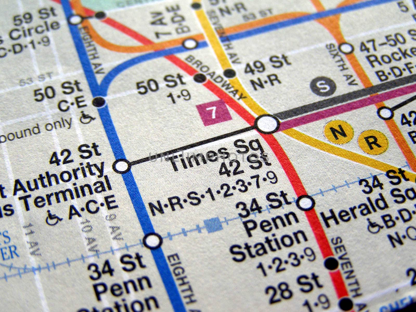 Subway map of the New York underground metro tube network