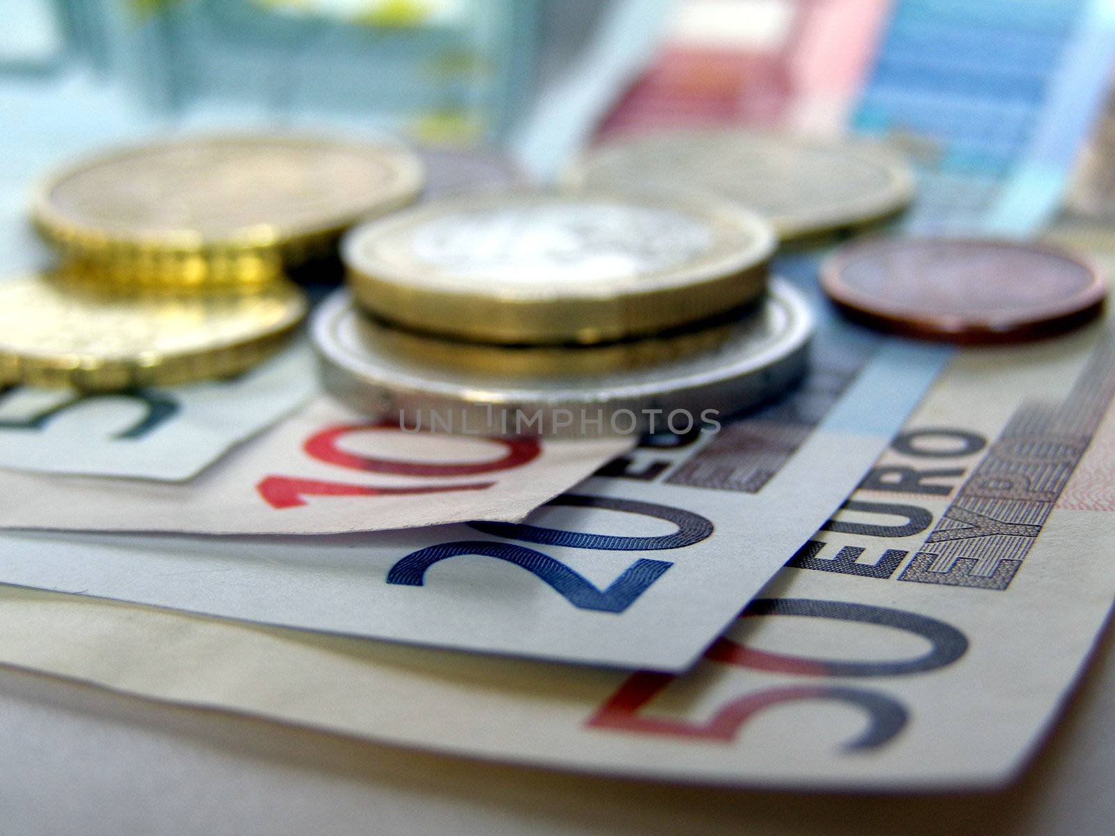 Euro banknotes and coins