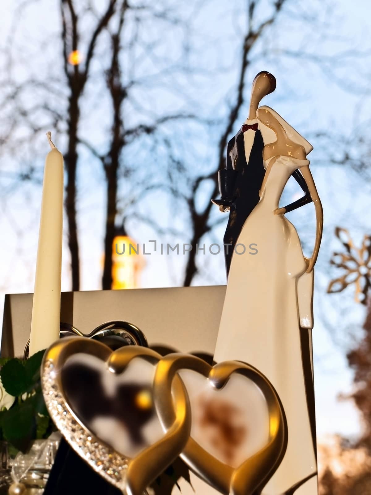 wedding composition in the gift store against the window