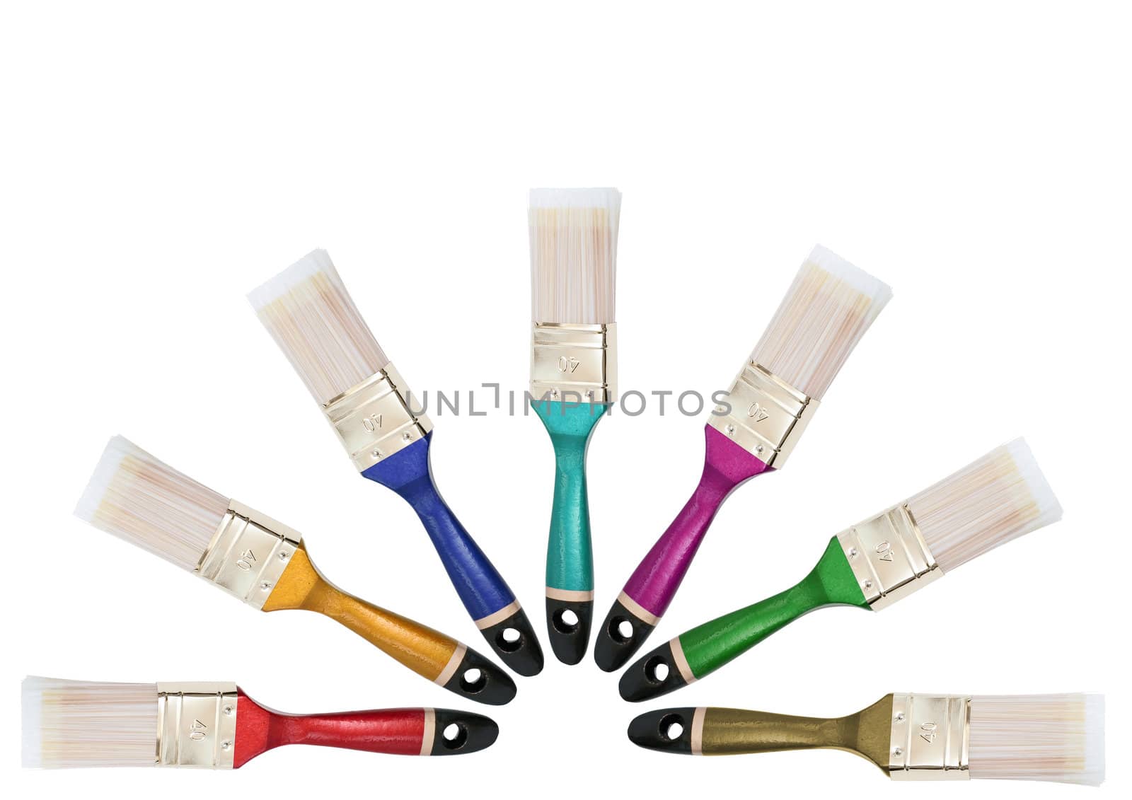 multicolored bristles against the white background in sun form