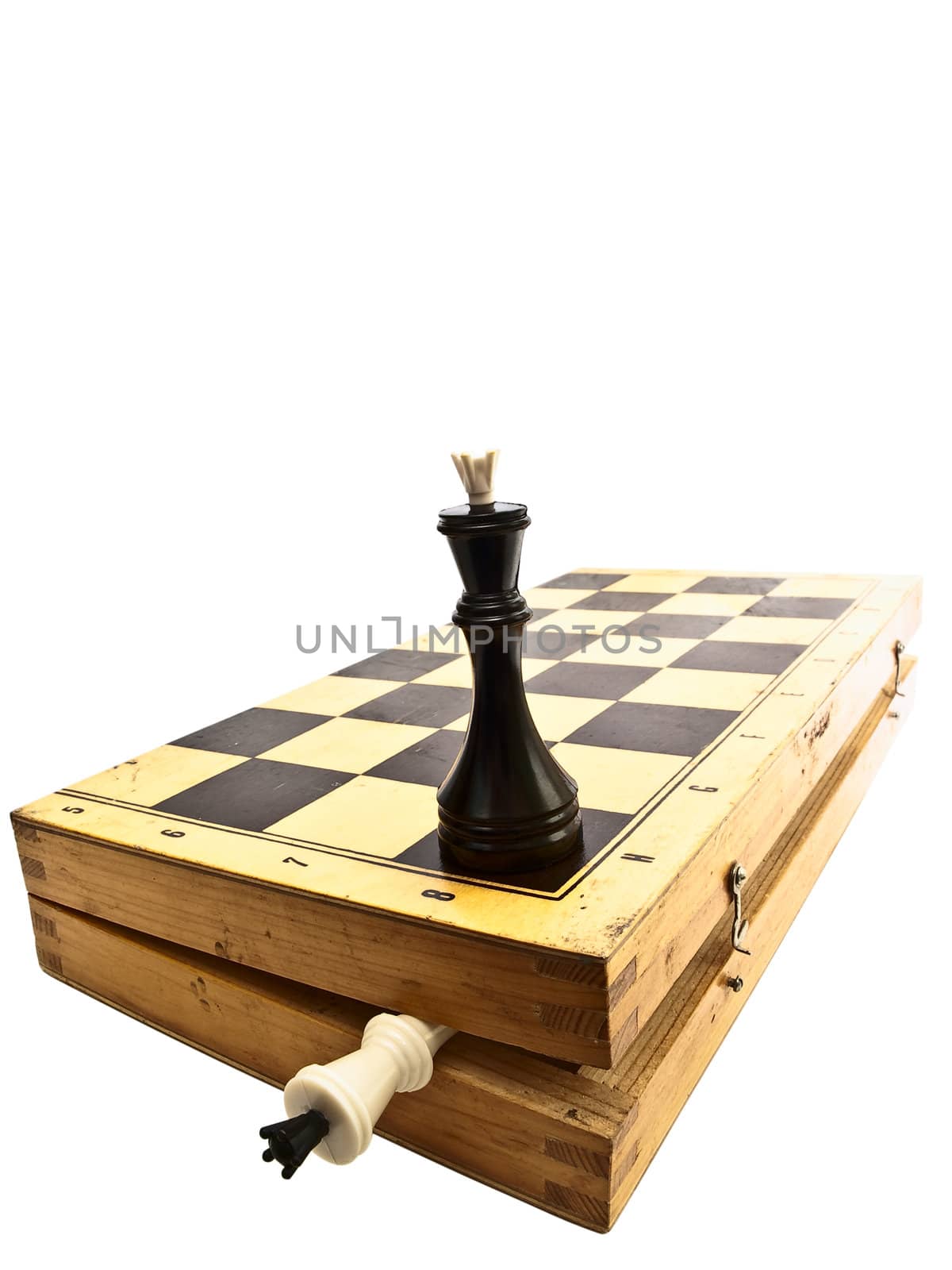 black king at the chessboard with white into it