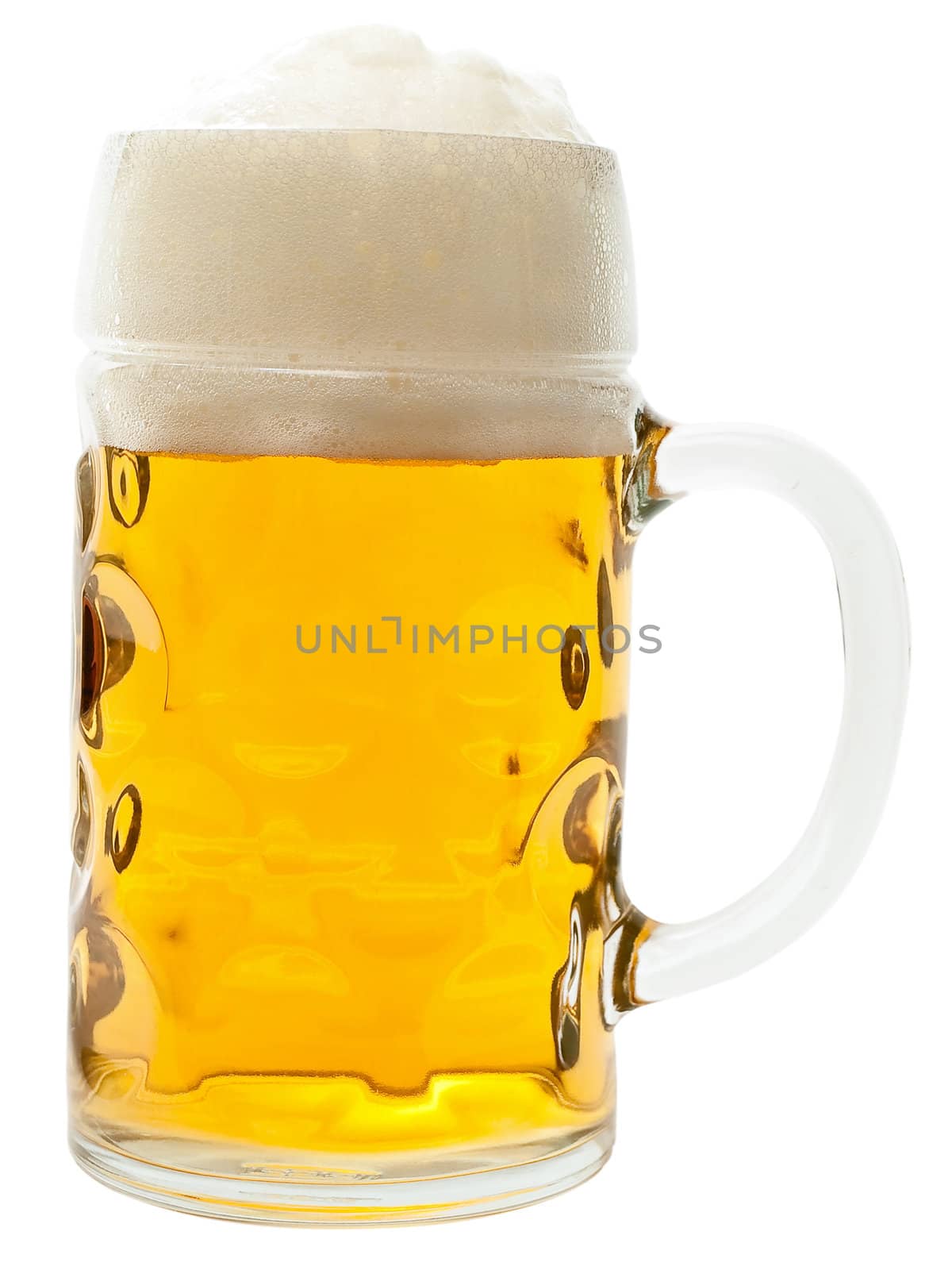 glass of beer against the white background