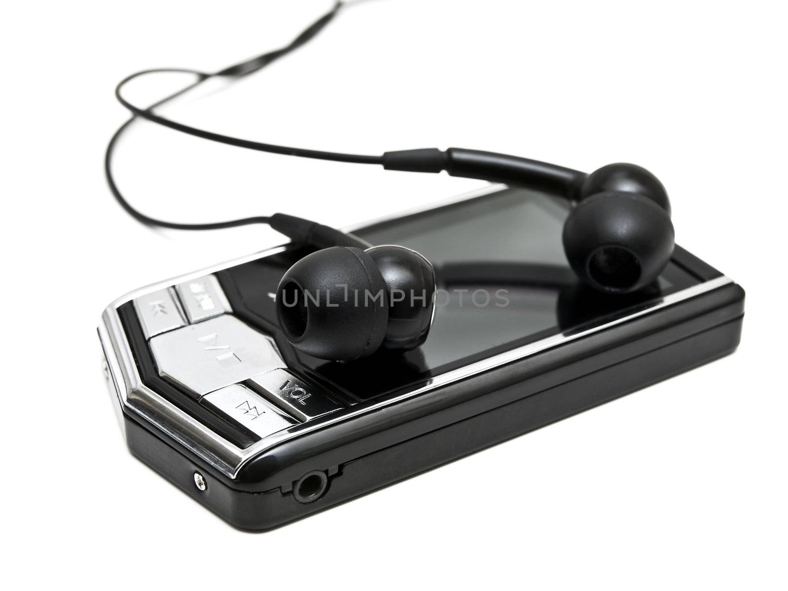 modern media player over the white background