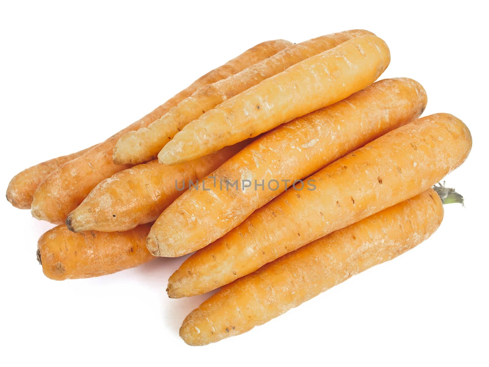 photo of the carrots over the white background