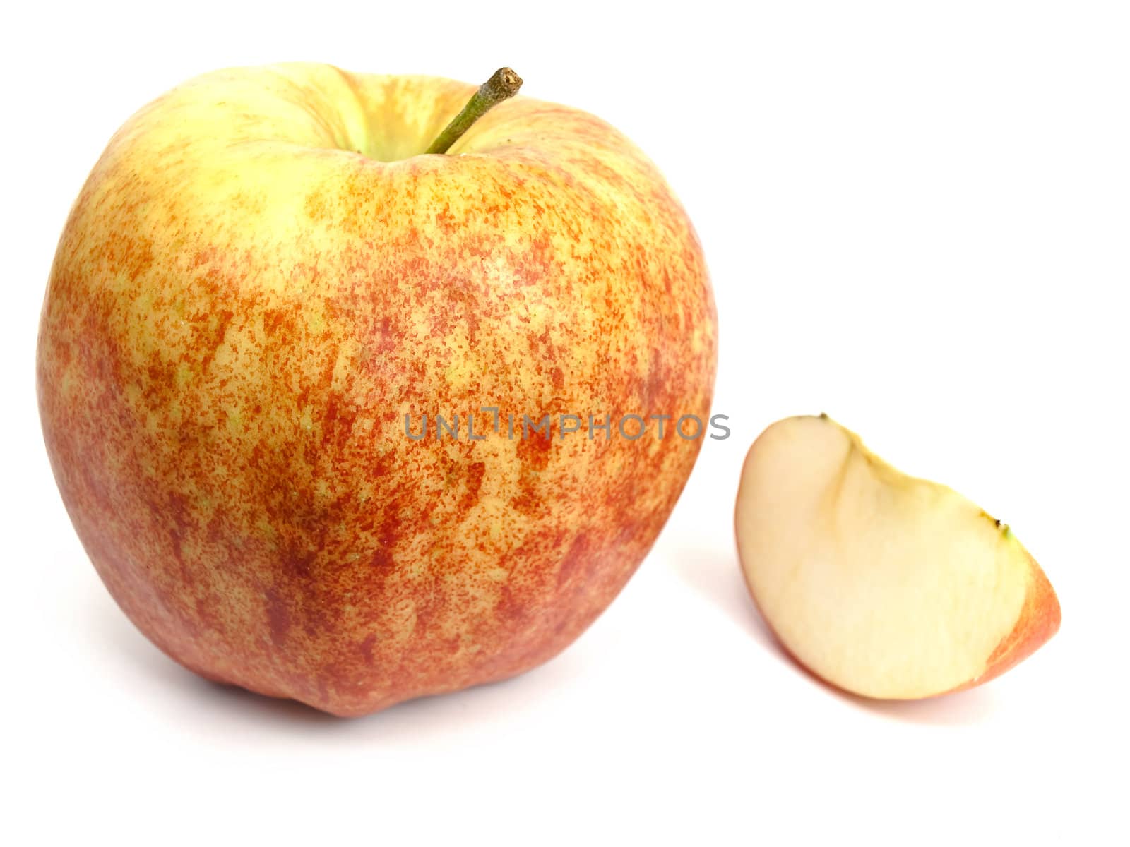 Photo of the apple against the white background
