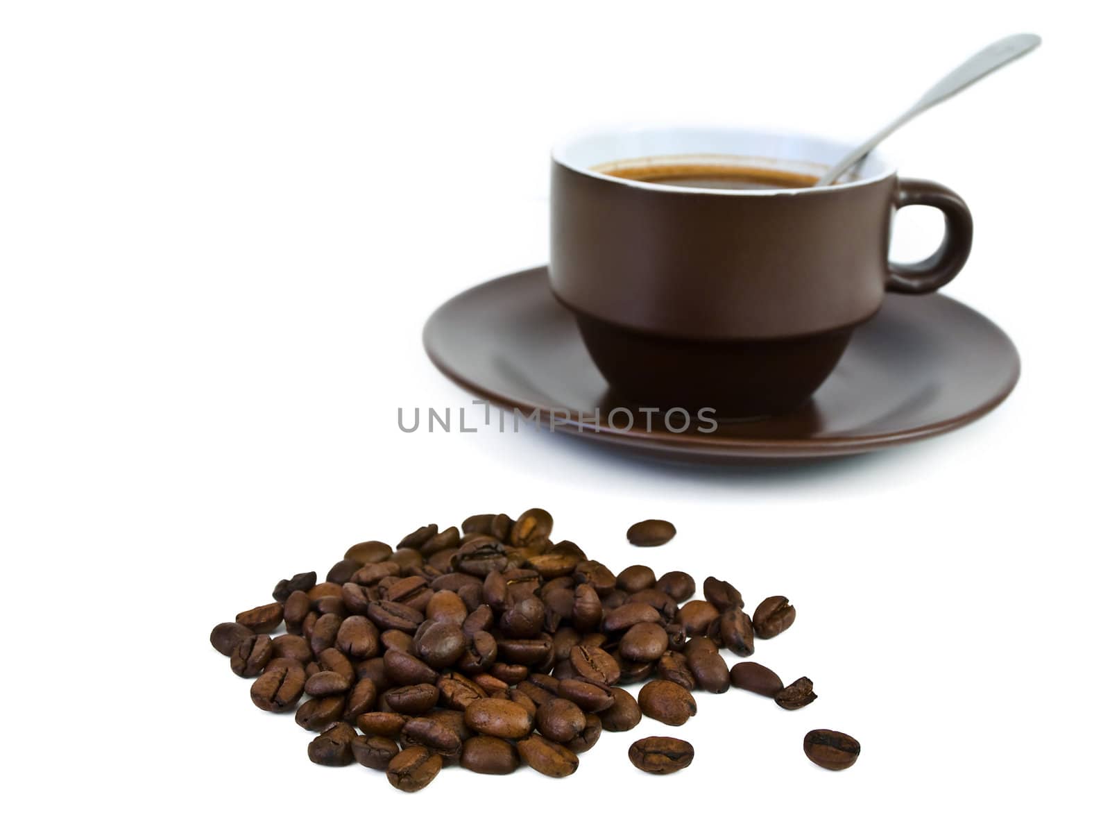 cup of coffee and beans 